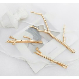 Set of 3 Vintage Tree Branch Hair Clip Barrette Women Lady Hair Pin Head Dress DIY Hair Accessories (Gold)
