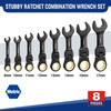WORKPRO 8-Piece Stubby Anti-slip Ratcheting Combination Wrench Set, Metric 8-17
