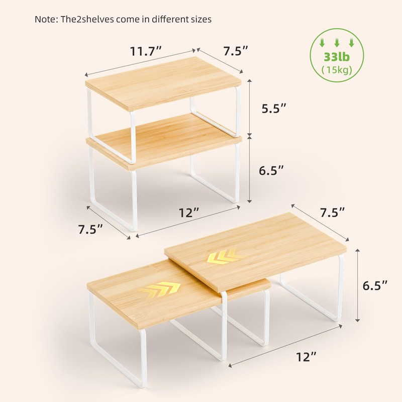 Ekisemio Kitchen Cabinet Organizer, Bamboo Spice Rack Organizer for Cabinet,
