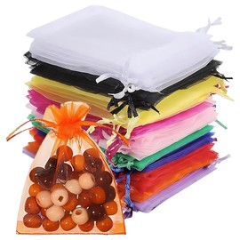 LACHT 60 Stück Organzasäckchen 10x15 cm, Organzabeutel Weiß Schmuckbeutel Organzasäckchen mit Kordelzug Organza Geschenksäckchen für Hochzeit Geburtstag