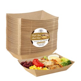 Under the Sun Products - Bandejas de papel para alimentos de 2 libras, diseño de Kraft, 4.5 x 2.7 pulgadas, paquete de 100 unidades, USP-Kraft Tray 2-100