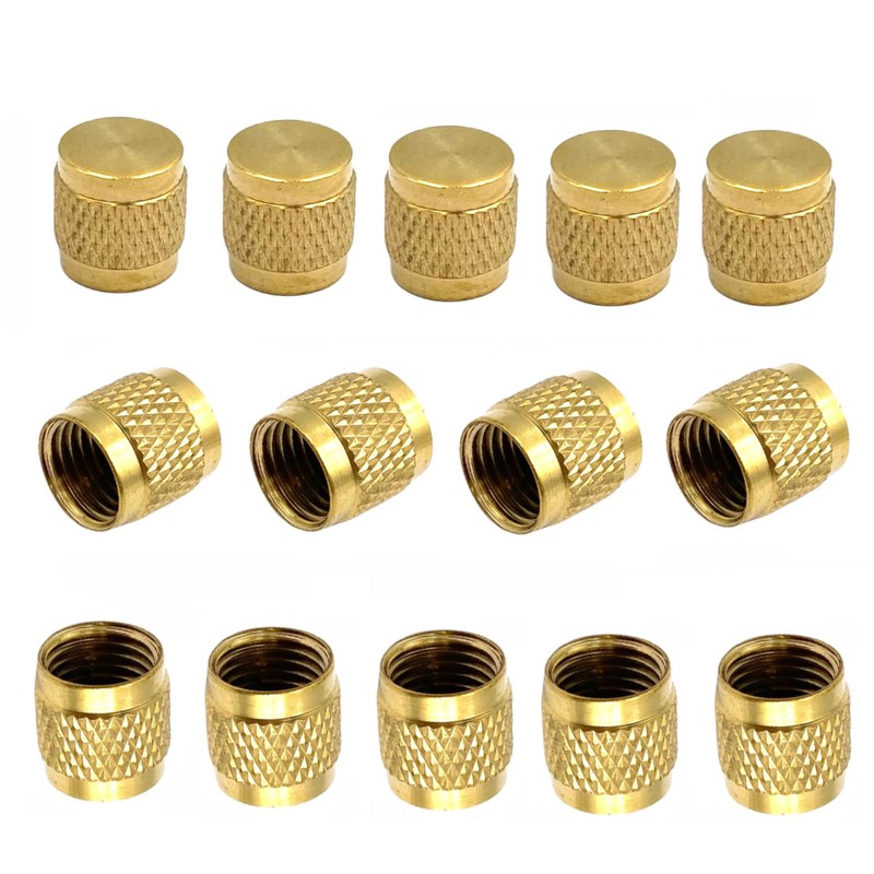 30 Pcs Schrader Core Caps, 1/4" HVAC Locking Caps Brass