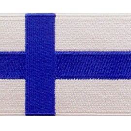 EmbTao Finland Flag Patch Embroidered National Morale Applique Iron On Sew On Finnish Emblem
