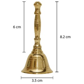 Shubhkart Solid Brass Hand Bell- Puja Ghanti for Wedding Events Decoration, Food Line, Alarm, Jingles, Service Bell(Small)