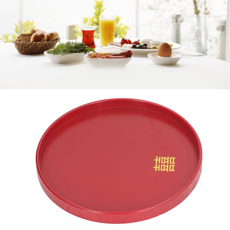 Wood Serving Tray Decorative Serving Platter Snack Fruit Plate for