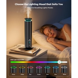 Waterless Scent Diffuser Kit,Scent Diffuser with 7 Lights and Breathing Lights Modes,Max Coverage 2000 sq.ft.Home,Offices,Hotels and Spas Aromatherapy Diffuser Included 5 Scent Oils Remote Control