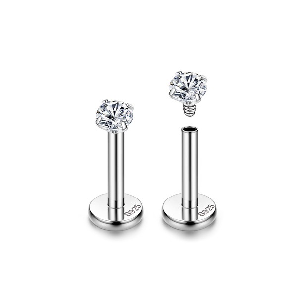 Sllaiss 925 Silver Helix Piercings Lip Piercing Labret Piercing Tragus