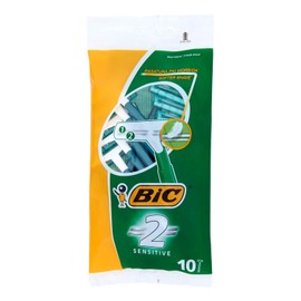 BIC 2 Sensitive Men's Razors - Twin Blade - 2 Packs of 10 Razors (20 Total) - Non-Refillable Razors with Stainless Steel Blades