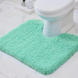 Disolla - Alfombra de inodoro antideslizante de 22 x 24 pulgadas, color azul balneario, antideslizante, esponjosa, en forma de U, lavable, para baño, para inodoro absorbente y gruesa