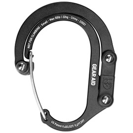 HERO CLIP Small Hero Clip, Carabiner, Shaped, Hook, Back Hanger, Static Load 48.5 lbs (22 kg), black stealth black
