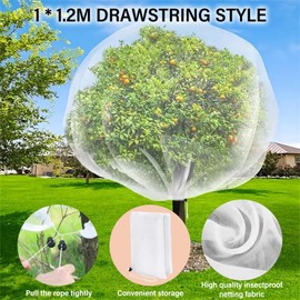 TYXHXTF Insektenschutznetz, Pflanzenschutznetz mit Kordelzug, 1 x 1.2M Gemüsenetz Feinmaschig Insektennetz Vogelschutznetz Gartennetz, für Pflanzen Gemüse Schutz
