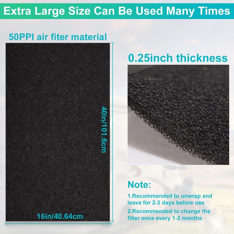 RV A/C Filters Replacement, 16 x 40 x 1/4 Inches