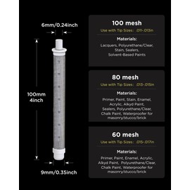 InoKraft Airless Spray Gun Filter 60 Mesh Replacement Filter for Paint Spray Guns, Durable Stainless Steel for Efficient Filtration