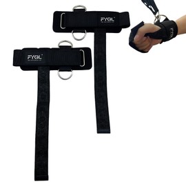 FYGL Double D Ring Weightlifting Straps: 7mm Neoprene Padding & Anti-Slip Grip for Deadlifts, Cable Machines - Adjustable Fit for Men & Women, Black