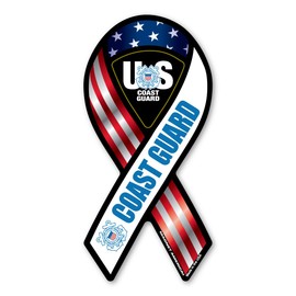 Coast Guard Red, White, and Blue 2-in-1 Mini Ribbon Magnet by Magnet America Is 4" x 2" Made for Vehicles and Refrigerators