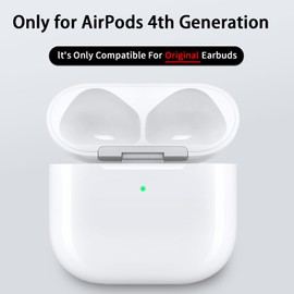 MIOLLYBO Wireless Charging Case Compatible with AirPods 4th Generation, Replacement for Air Pod 4 Charger Case with Bluetooth Pairing, Sync Button & USB C Port Charging (White)