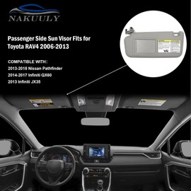 Nakuuly Left Driver Side Sun Visor Gray with Sunroof Compatible with Toyota RAV4 2006 2007 2008 2009 2010 2011 2012 2013 Sunvisor Replaces # 74320-42501-B2