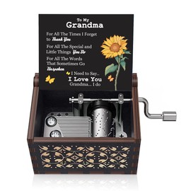 Music Box Gift for Grandma, Mother Day Anniversary Christmas Birthday Gift to Grandma from Granddaughter Grandson Hand Crank Musical Box Play You are My Sunshine