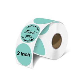iEager 2 Inch Circle Thermal Sticker Labels, Self-Adhesive Round Direct Thermal Label, Multi-Purpose Roll Thermal Stickers, 500 Labels, Green