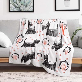 Throw Blanket 60x80 Inch,Dog Sketch Animal Scottie Terrier Cozy Soft Lightweight Fuzzy Flannel Blanket 80x60 Inch Suitable for Couch Bed Sofa Living Room in All Seasons