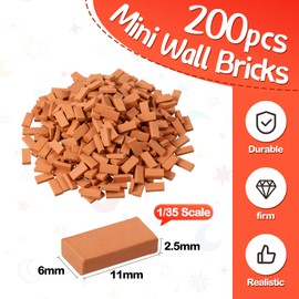 Civaner 200 Pcs Mini Bricks for Landscaping Small Miniature Tiny Model Wall Bricks for Crafts Realistic Fake Blocks for Dollhouse Garden Accessories, 1/35 Scale