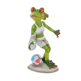 Comical Frog Female Footballer/Lioness Figurine