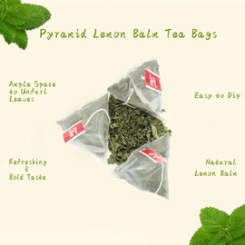 Jarteela - Lemon Balm Tea Bag, 1.5g x 60 Count - Natural Melissa Officinalis - Pyramid Herbal Lemon Balm Tea Bags for Digestion - Non-GMO - Caffeine-Free Tea
