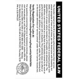 Just 4 Paws Custom PTSD Service Dog ID Card with QR Code & Security Seal and Optional Holograph | Registration to U S Service Dogs Registry Plus ID Holder & Digital ID - Portrait Style