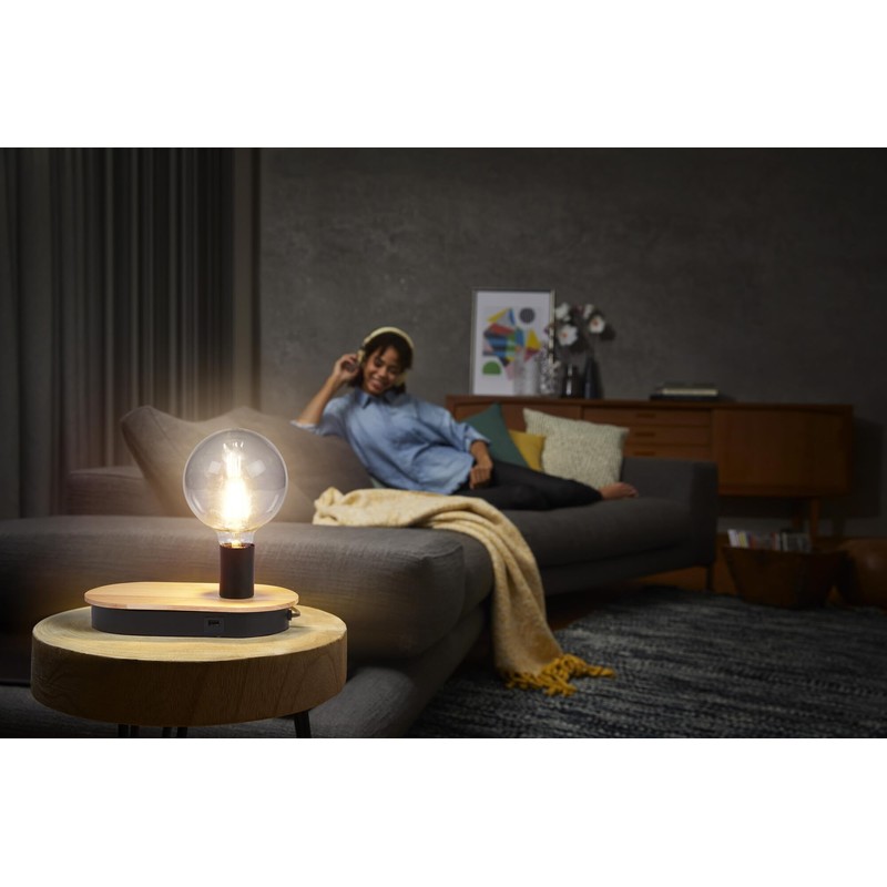 LEDVANCE DECOR Wood Table Tischleuchte TOUCH USB, schwarz, E27 Sockel