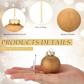 Relaxgiant 24 Pcs Brown Neutral Matte Textured Christmas Ball Ornaments 1.7 Inch Modern Rustic Ceramic Christmas Ball Boho Chic Neutral Xmas Ornaments for Tree Party Decor