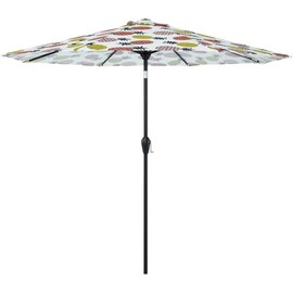 Tempera 9ft Pineapple Patio Umbrellas Outdoor Table Market Umbrellas with Crank & Pust Button Tilt, Wood Color Pole and Sturdy Ribs, High Color-Fastness Canopy