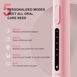 7AM2M Sonic Electric Toothbrush with 8 Brush Heads for Adults and Kids, High Power Rechargeable Toothbrushes, 5 Modes with 2 Minutes Built in Smart Timer, One Charge for 60 Days (Pink)