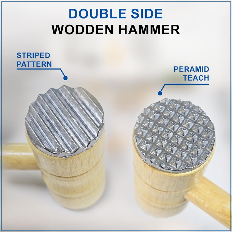 Meat Tenderizer - Meat Hammer, Mallet Pounder,Double-Sided Wooden Handle for