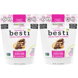 Wholesome Yum Besti Natural Sugar Substitute - Keto Granulated Monk Fruit Sweetener Blend With Allulose (No Erythritol) - Non GMO, Zero Calorie, Zero Carb, Sugar Free, No Aftertaste (12 oz, 2 Pack)
