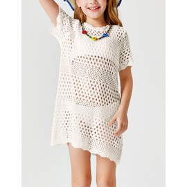 Amarmia Girls Swim Cover Up Crochet Bathing Suit Cover Ups Short Sleeve Summer Beach Dress