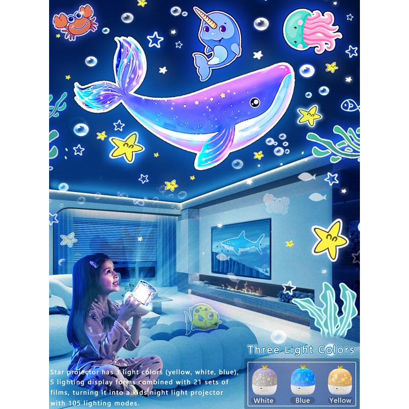 21 Sets of Films, Projector Night Light for Kids Bedroom,
