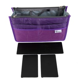 Periea 'Chelsy' Premium Handbag Organiser Insert: Structured Travel Pouch for Tote Bag, Purse Insert for Efficient Bag Organisation - Large, Purple