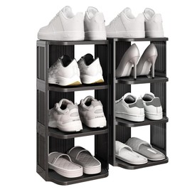Shoe Racks for Closet, 8 Tiers Stackable Shoe Rack for Front Door Entrance, Closet Shoe Organizer Free Standing Plastic Shoe Stand Narrow Tall Vertical Shoe Shelf, for Small Spaces Shoe Storage