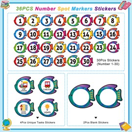 WhatSign 36Pcs Line up Spots for Classroom Floor Numbers Stickers for Classroom Lining up Floor Dots Decals Line up Numbers for Classroom Floor Preschool Kindergarten Back to School Supplies