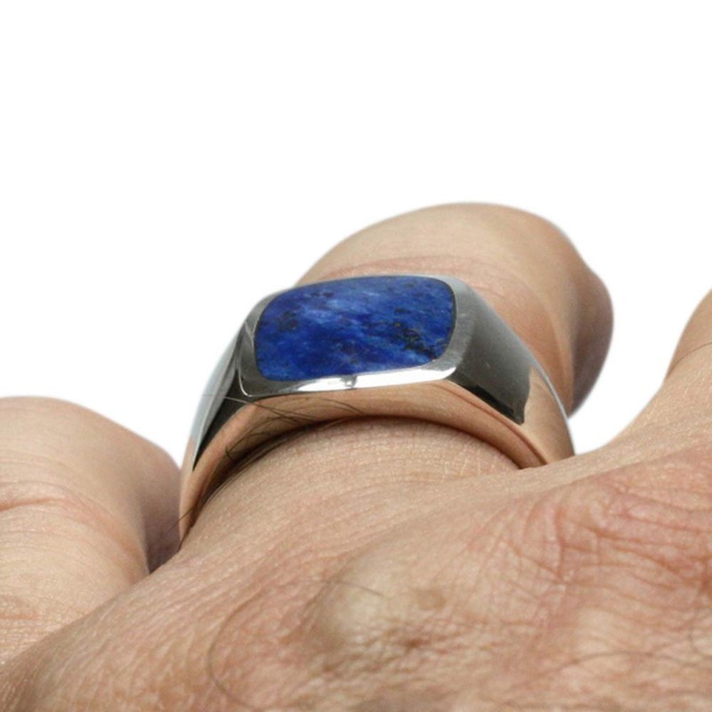 Fine Signet Ring 925 Silver with Lapis Lazuli, Silver