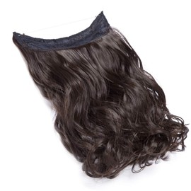 24inch Long Curly Hairpiece Wire in Hair Extensions No Clip Synthetic Hair Wire String （Dark Brown）