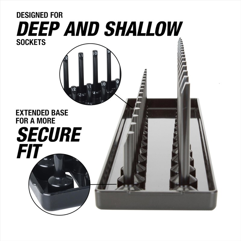 OEMTOOLS 22209 3/8" Drive Socket Tray - Metric, black