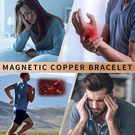 MagEnergy MagEnergy Copper Magnetic Bracelet for Women, 99.99% Pure Copper Cuff Bangle with 3500 Gauss Magnets, Adjustable Brazaletes with Jewelry Box (Rose)
