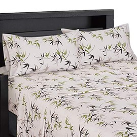 sheetsnthings Fern 300-Thread-Count 100-Percent Cotton 4PC King Bed Sheets Set (Beige, Chocolate, Taupe, Green)