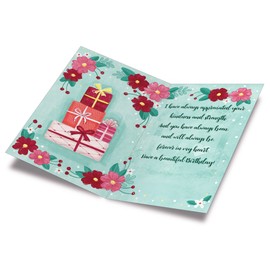 Prime Greetings Birthday Card For Mother In law, Made in America, Eco-Friendly, Thick Card Stock with Premium Envelope 5in x 7.75in, Packaged in Protective Mailer