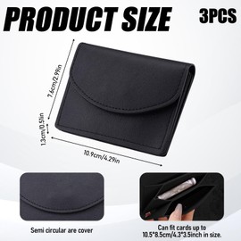 NEETUE 3 Pcs PU Leather Business Card Holders, Square Pocket Business Card Holder Wallet for Men with Metal Snap Button for Storing Change, Credit Cards, ID Cards (Black)