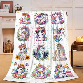 Unicorn Blanket Unicorn Fleece Throw Blanket Super Soft Warm Cozy Fuzzy Plush Unicorn Blanket Gifts for Girls Boys Kids Room Decor 40"X50"