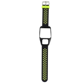 Smartwatch Band Silicone Wrist Watch Strap Dual Color with Pin Buckle for TOMTOM Runner3 Adventurer(Black Green )