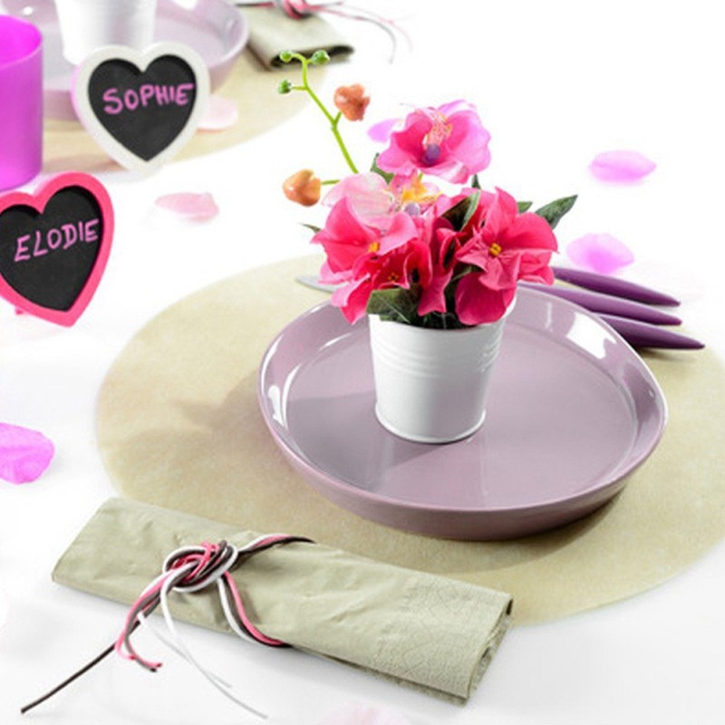 50 Round Fine Fleece Placemats 34 cm Pink