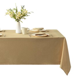 Home Bargains Plus Charleston Beige 52 x 70 inch Rectangle Fabric Tablecloth, Cotton Table Cover for Indoor Outdoor Dining, Machine Washable Solid Color Tablecloths for Everyday Use